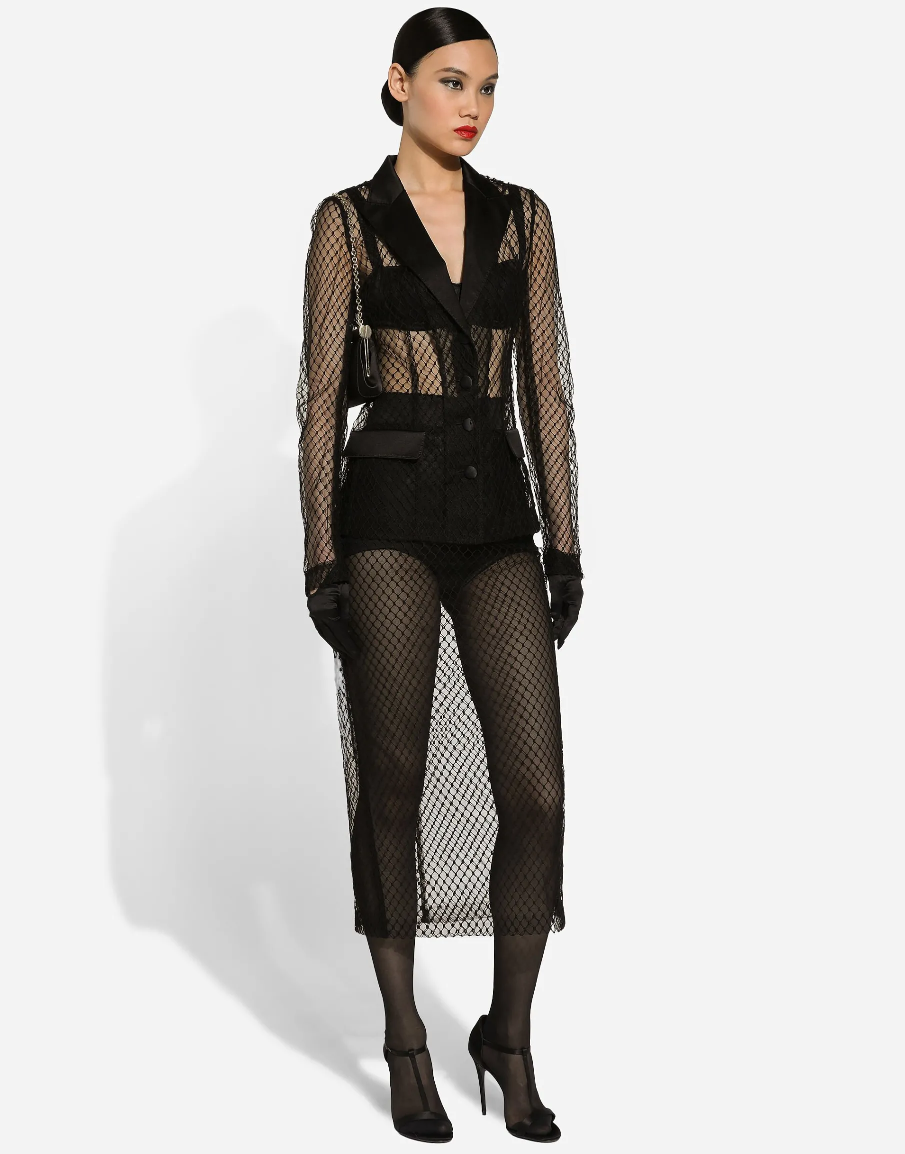 Single-breasted mesh Dolce tuxedo jacket