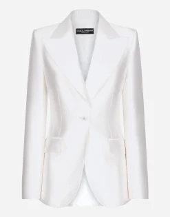 Single-breasted Mikado silk Turlington jacket