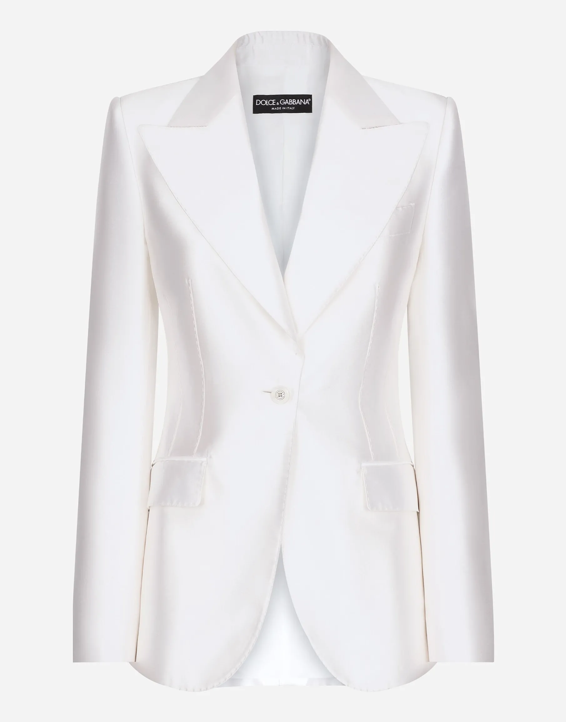 Single-breasted Mikado silk Turlington jacket