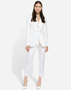 Single-breasted Mikado silk Turlington jacket