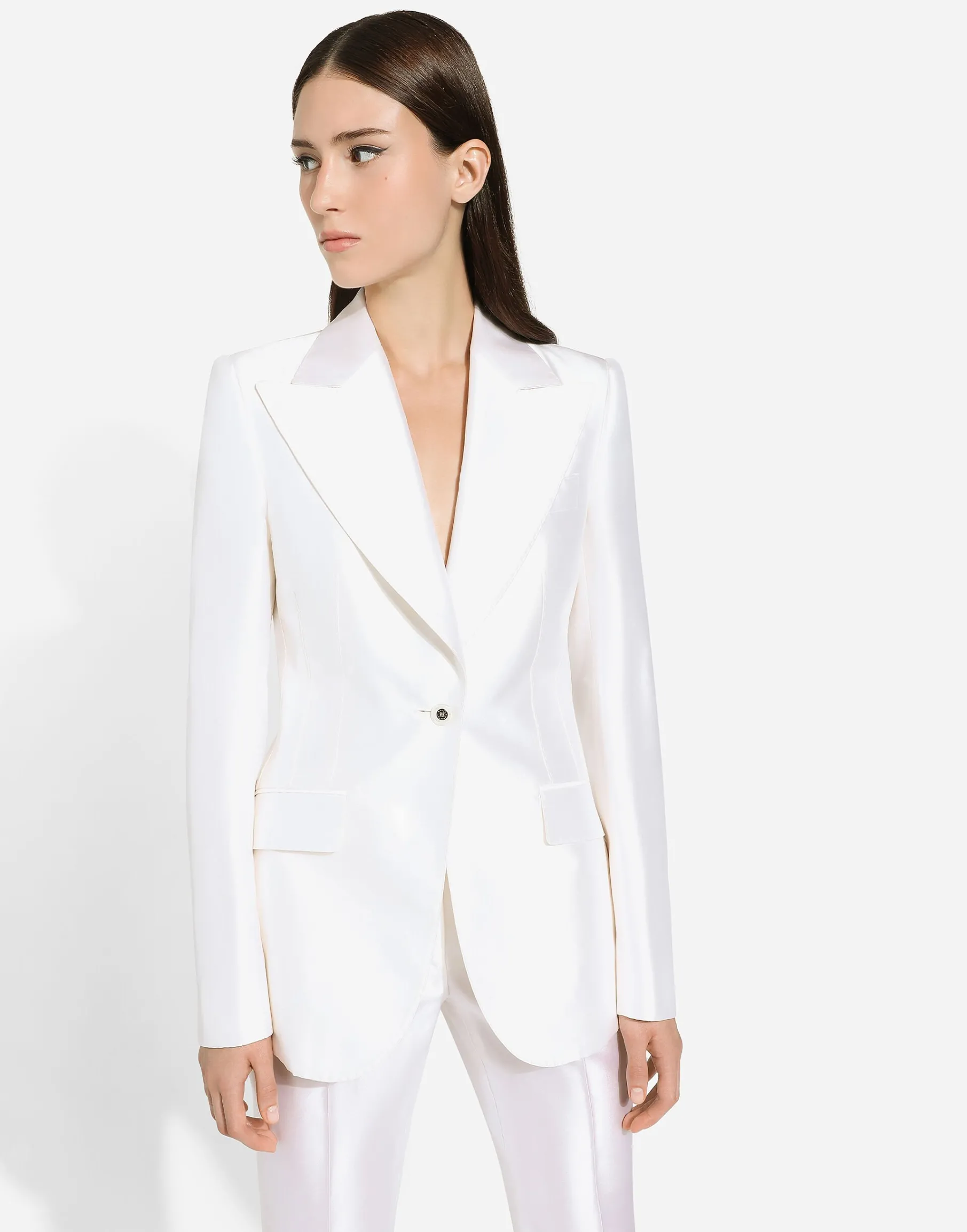 Single-breasted Mikado silk Turlington jacket