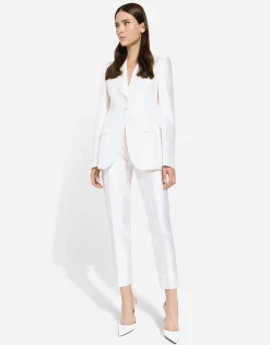 Single-breasted Mikado silk Turlington jacket