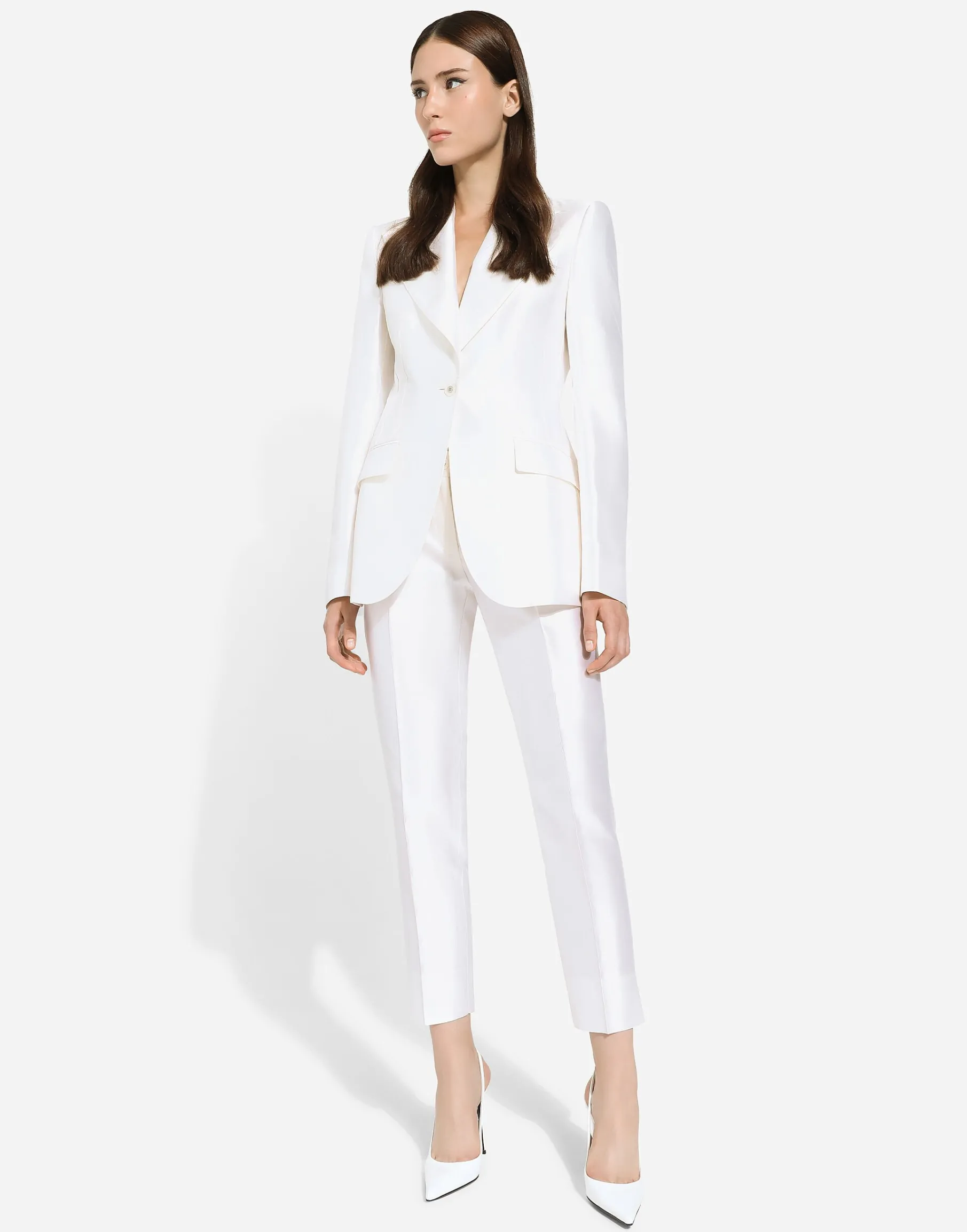 Single-breasted Mikado silk Turlington jacket