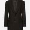 Single-breasted pinstripe wool jacket