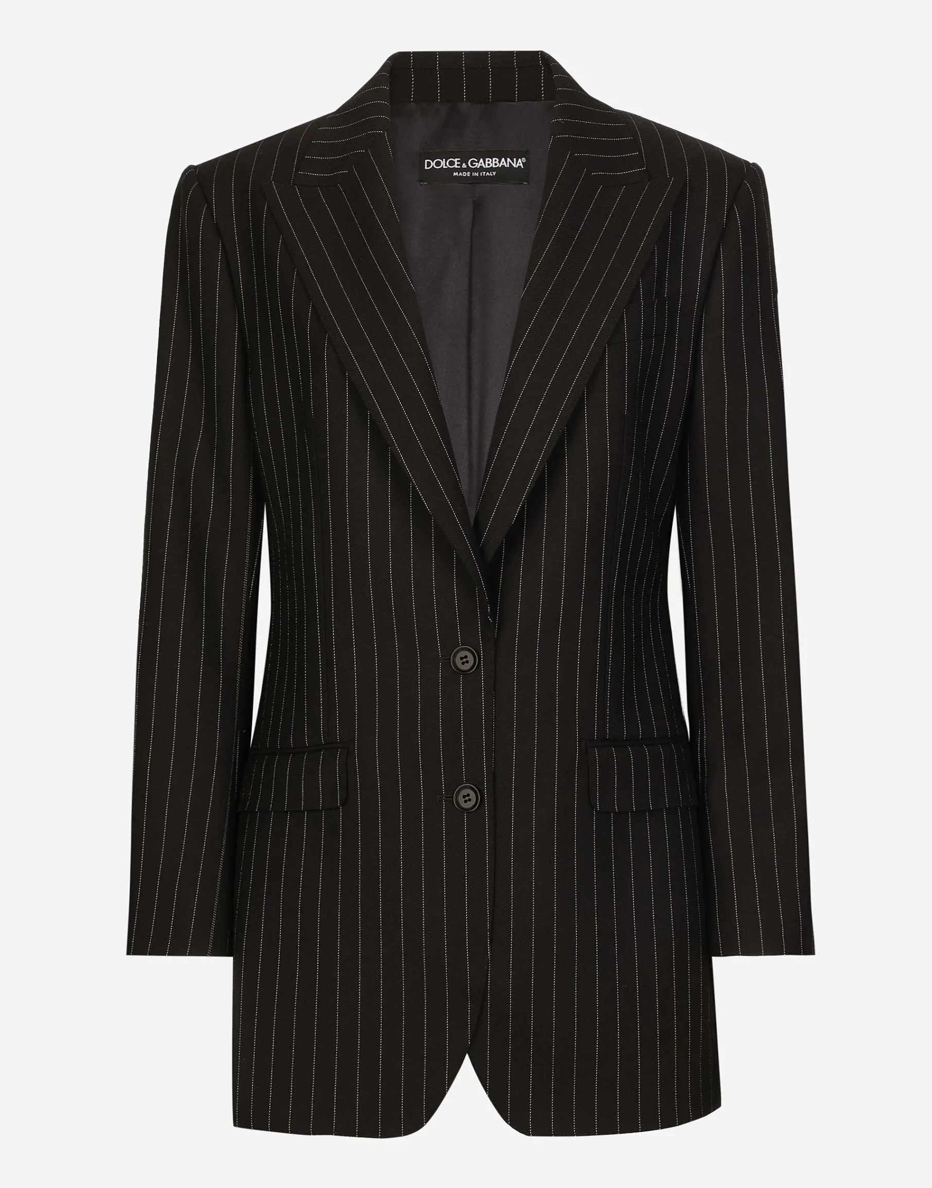 Single-breasted pinstripe wool jacket