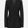 Single-breasted pinstripe wool Turlington jacket
