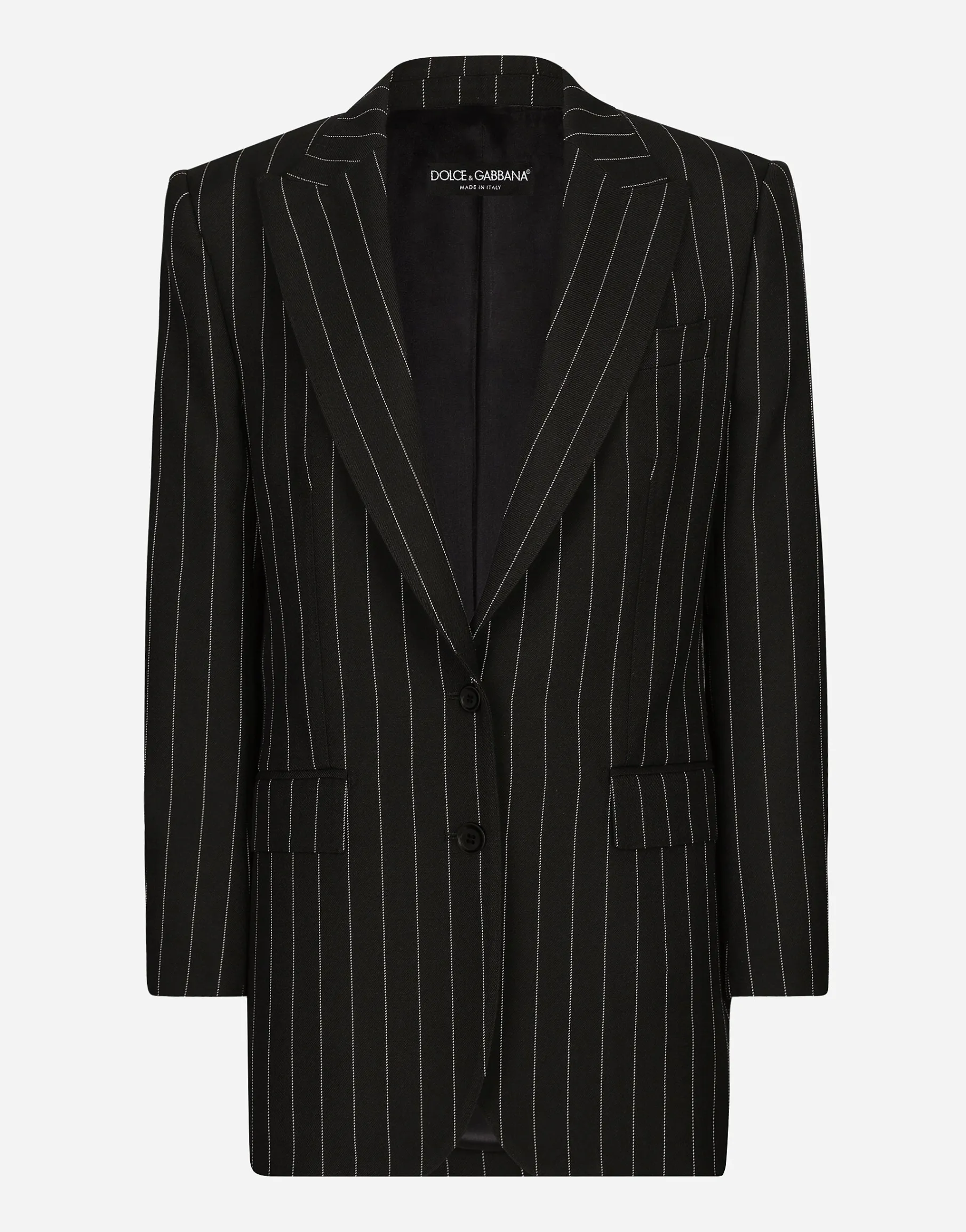 Single-breasted pinstripe wool jacket