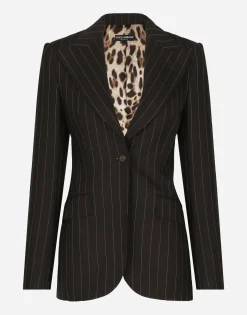 Single-breasted pinstripe wool Turlington jacket