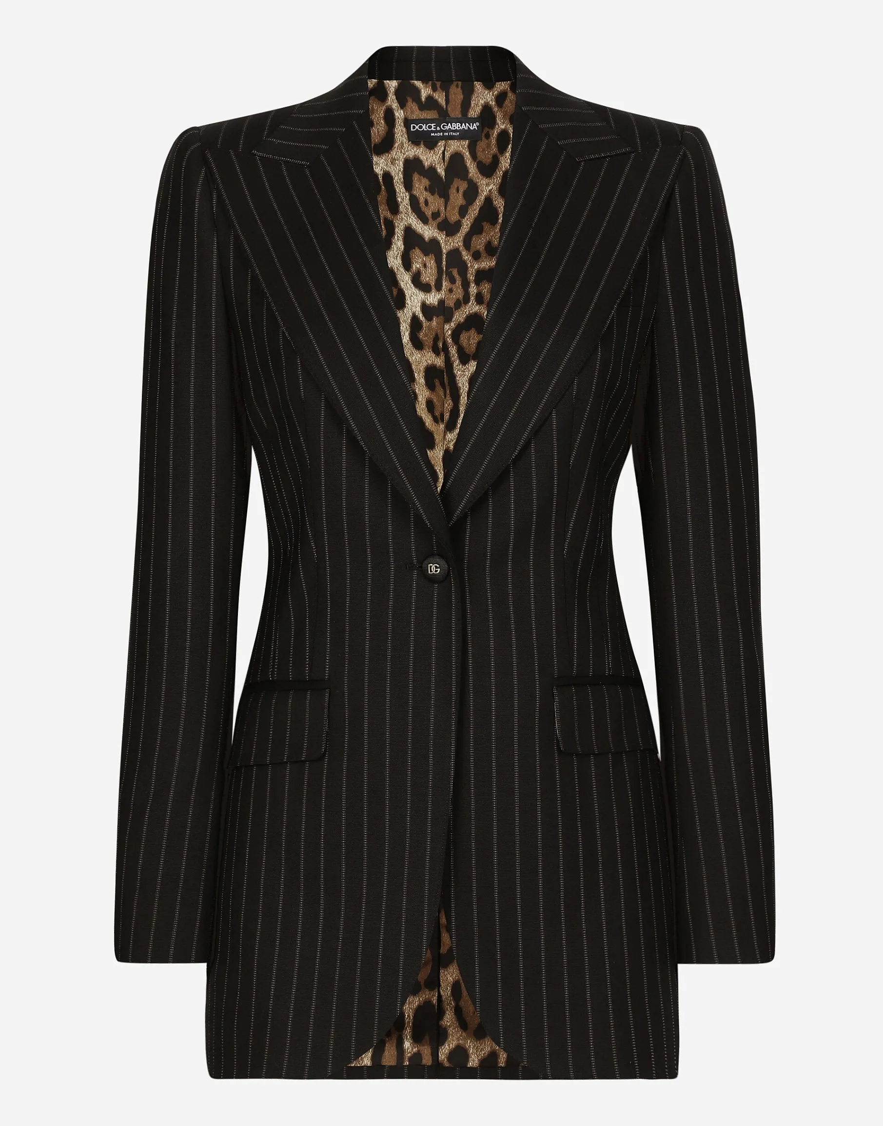 Single-breasted pinstripe wool Turlington jacket