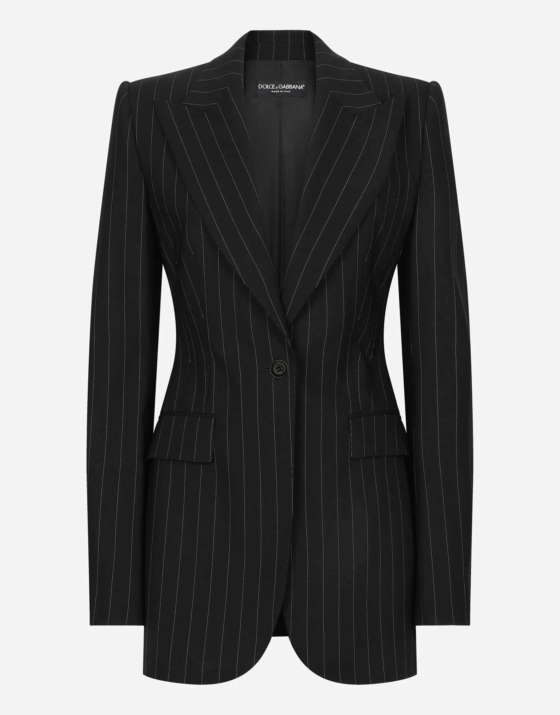 Single-breasted pinstripe wool Turlington jacket