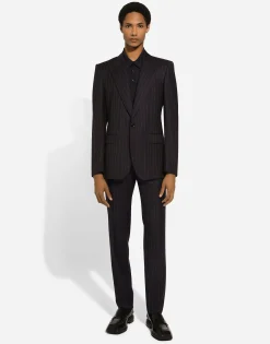 Single-breasted pinstripe wool Sicilia-fit jacket