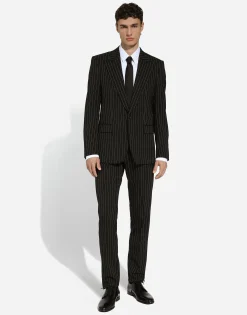 Single-breasted pinstripe stretch wool Sicily-fit suit