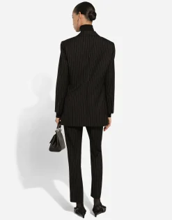 Single-breasted pinstripe wool jacket