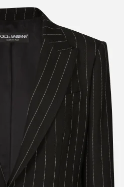 Single-breasted pinstripe wool jacket