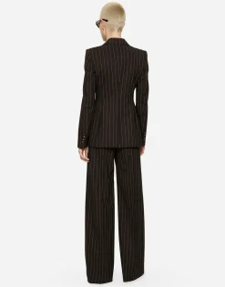 Single-breasted pinstripe wool Turlington jacket