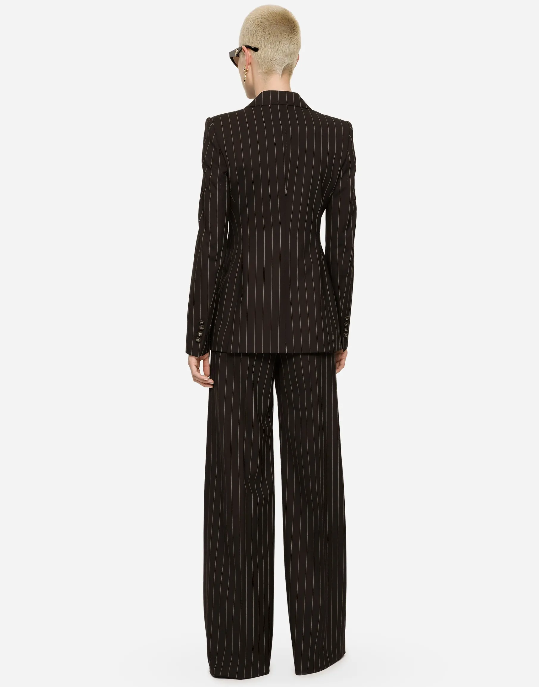 Single-breasted pinstripe wool Turlington jacket