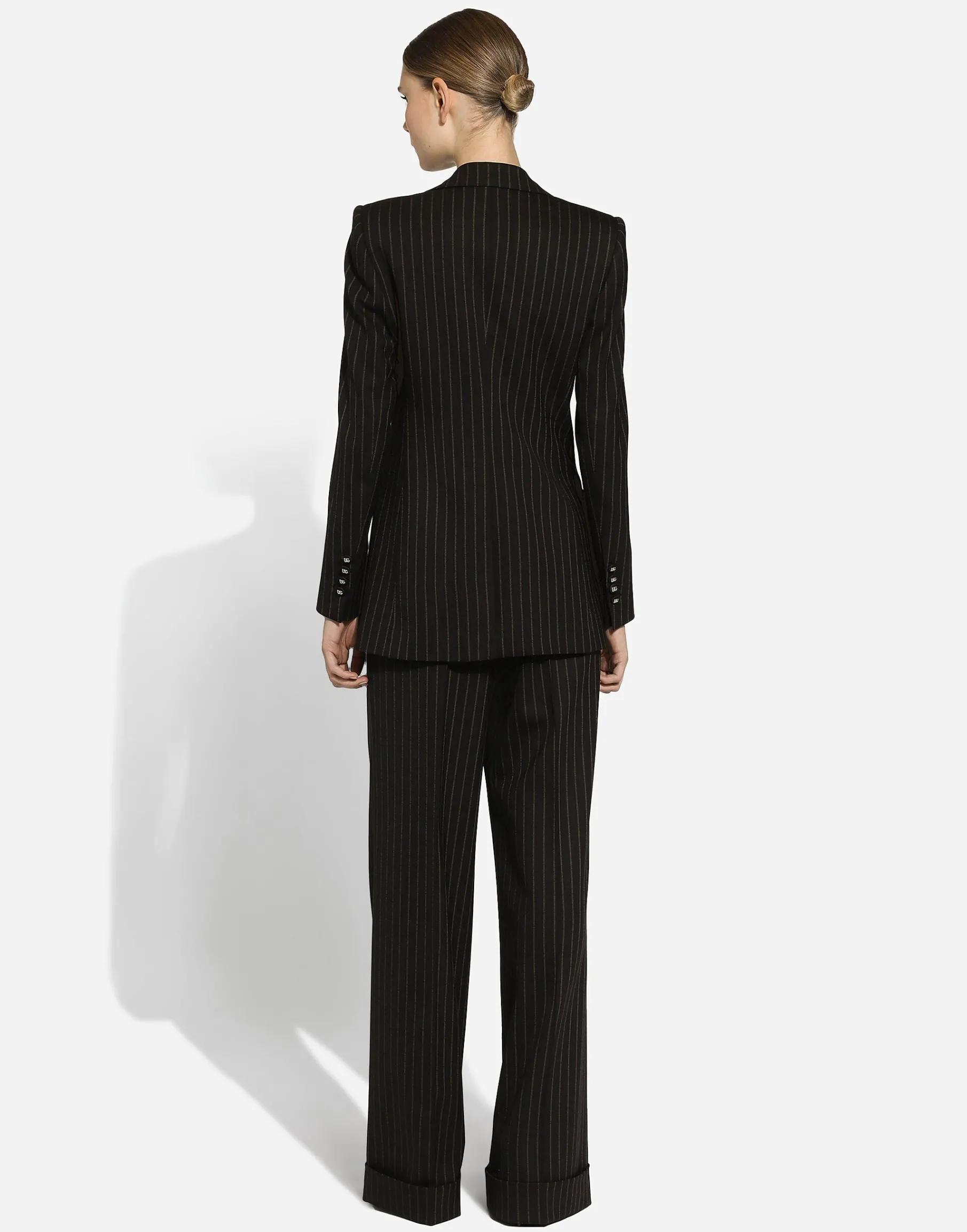 Single-breasted pinstripe wool Turlington jacket