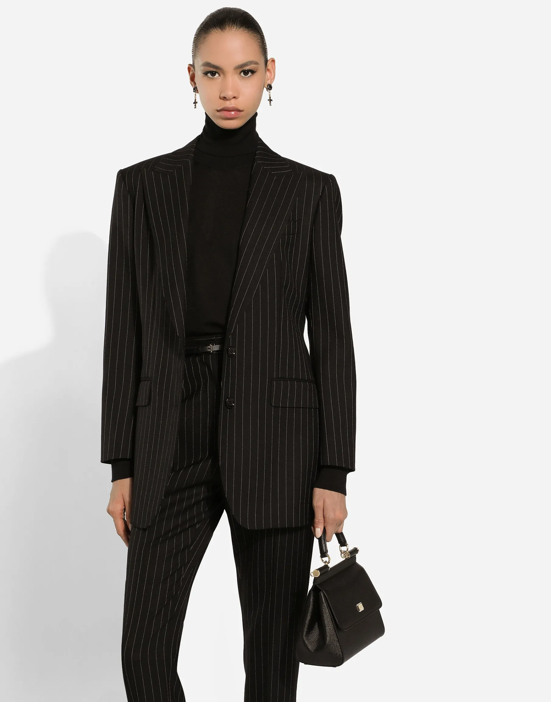 Single-breasted pinstripe wool jacket