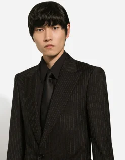 Single-breasted pinstripe wool Sicilia-fit jacket
