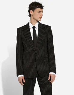 Single-breasted pinstripe stretch wool Sicily-fit suit
