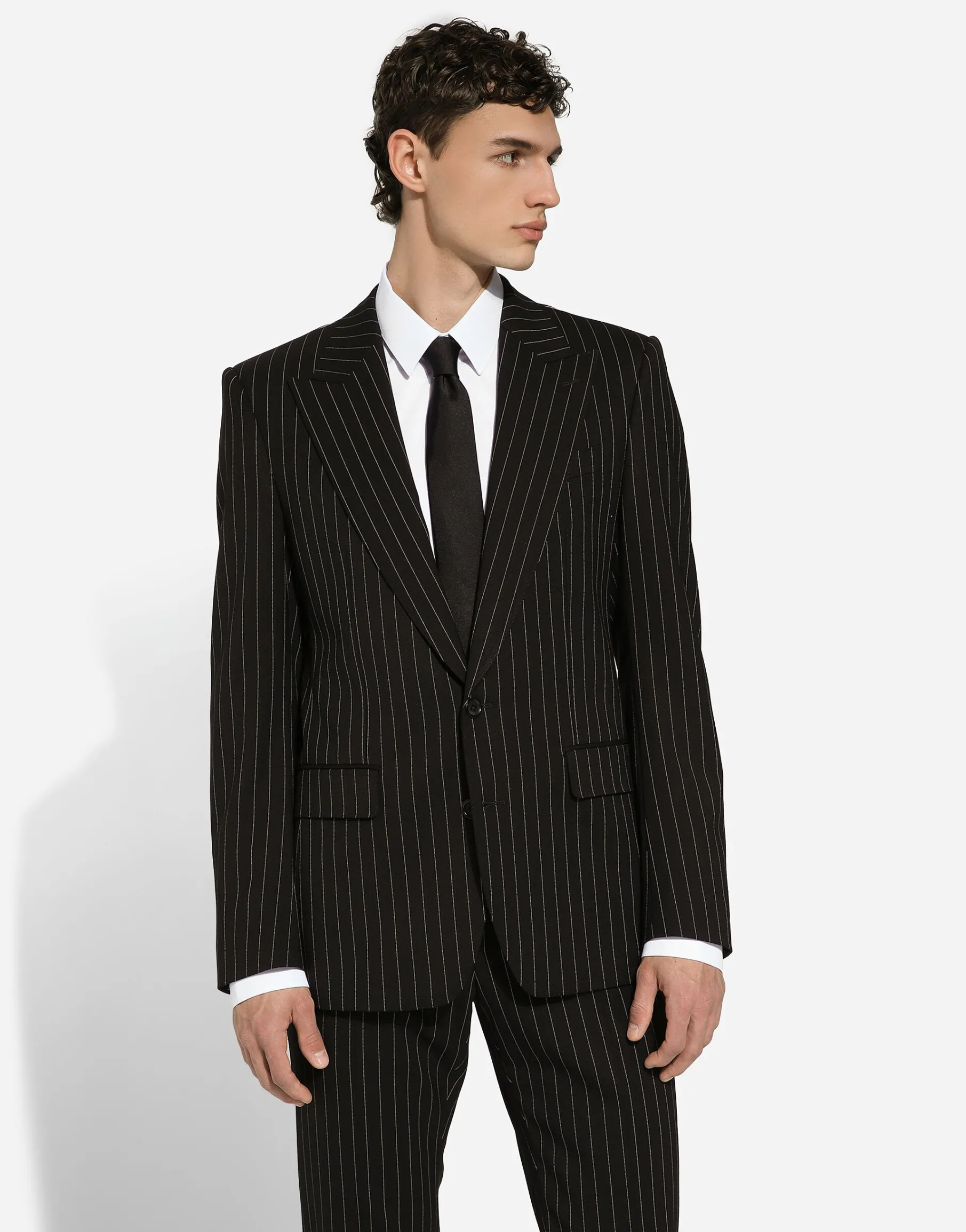 Single-breasted pinstripe stretch wool Sicily-fit suit