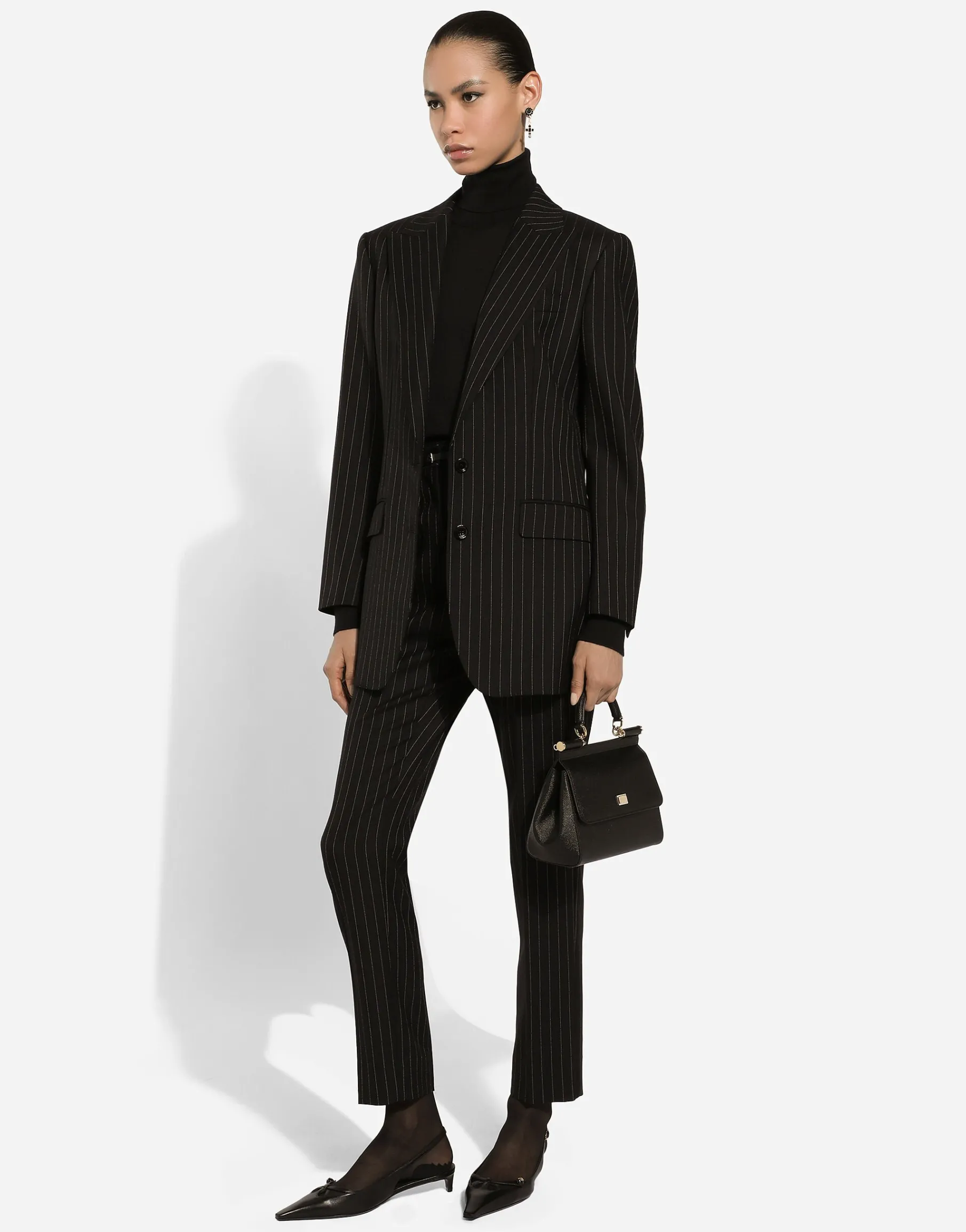 Single-breasted pinstripe wool jacket