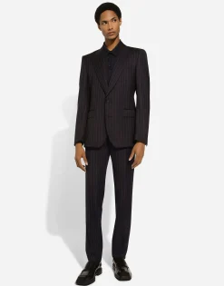 Single-breasted pinstripe wool Sicilia-fit jacket