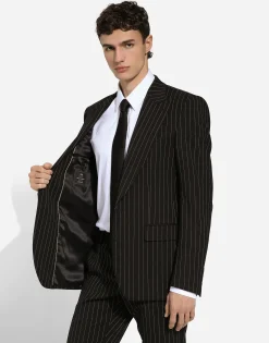 Single-breasted pinstripe stretch wool Sicily-fit suit