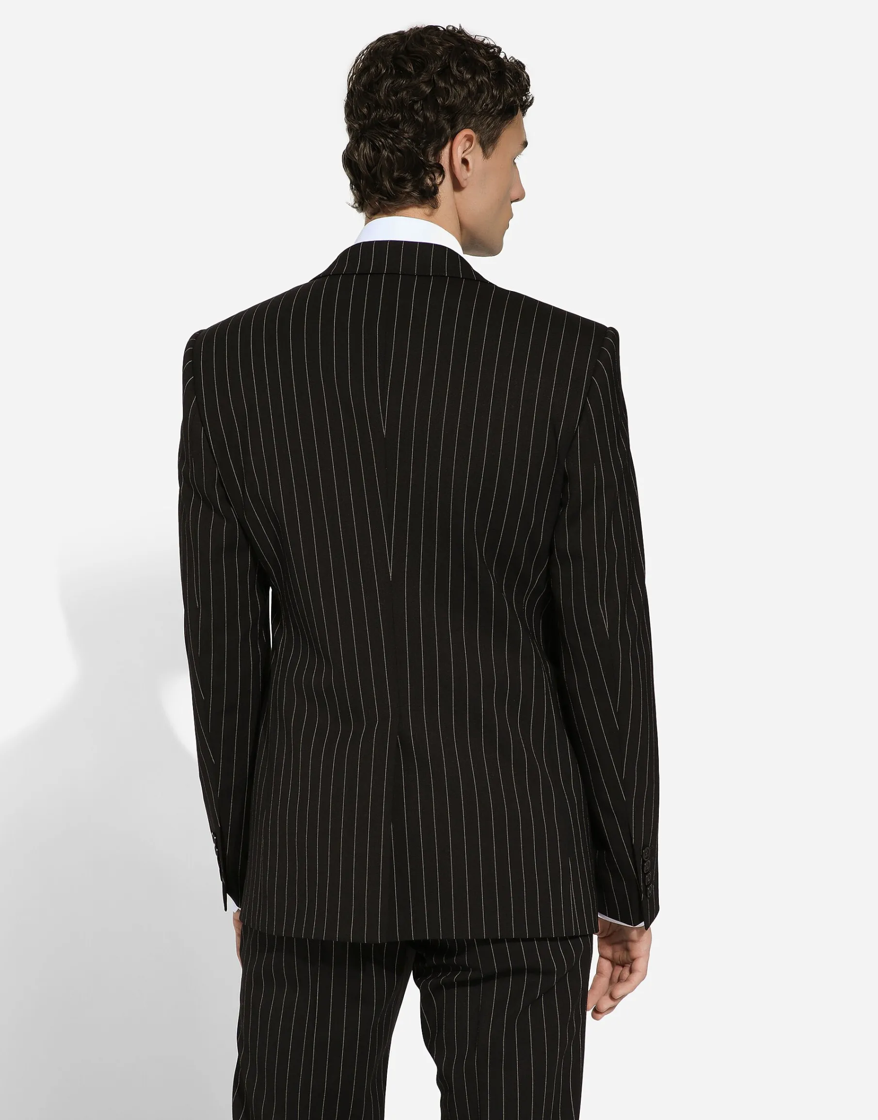 Single-breasted pinstripe stretch wool Sicily-fit suit