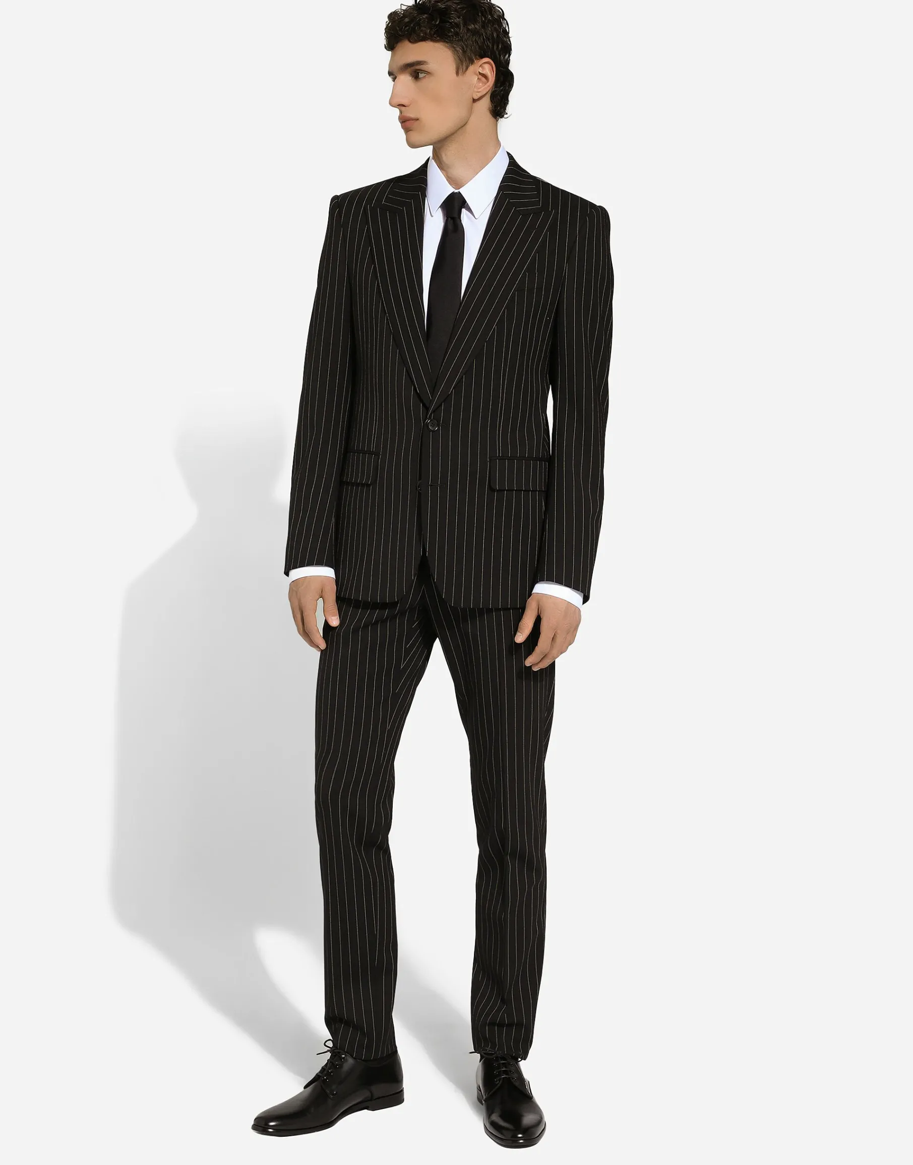 Single-breasted pinstripe stretch wool Sicily-fit suit