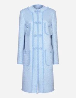 Single-breasted raschel tweed coat