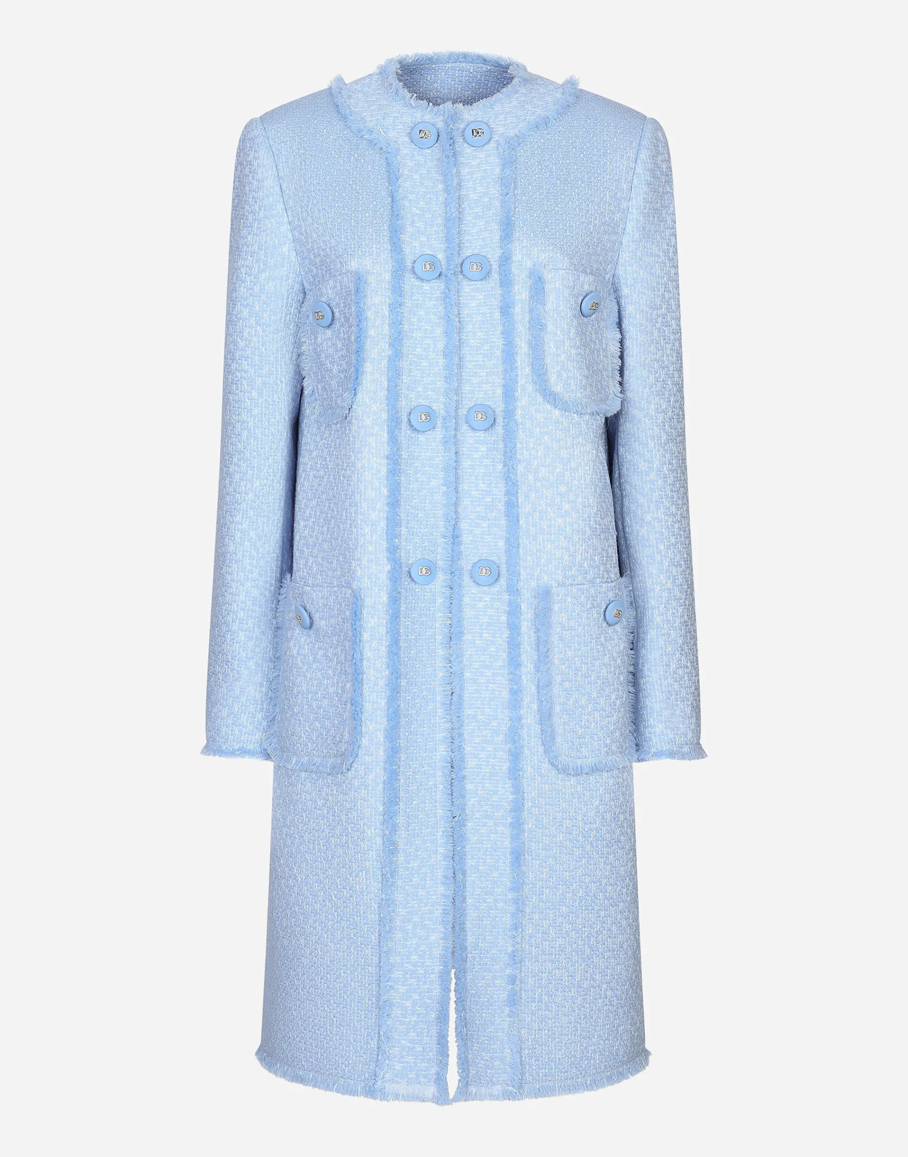 Single-breasted raschel tweed coat