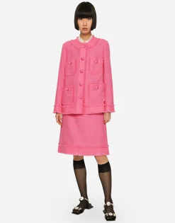 Single-breasted raschel tweed jacket