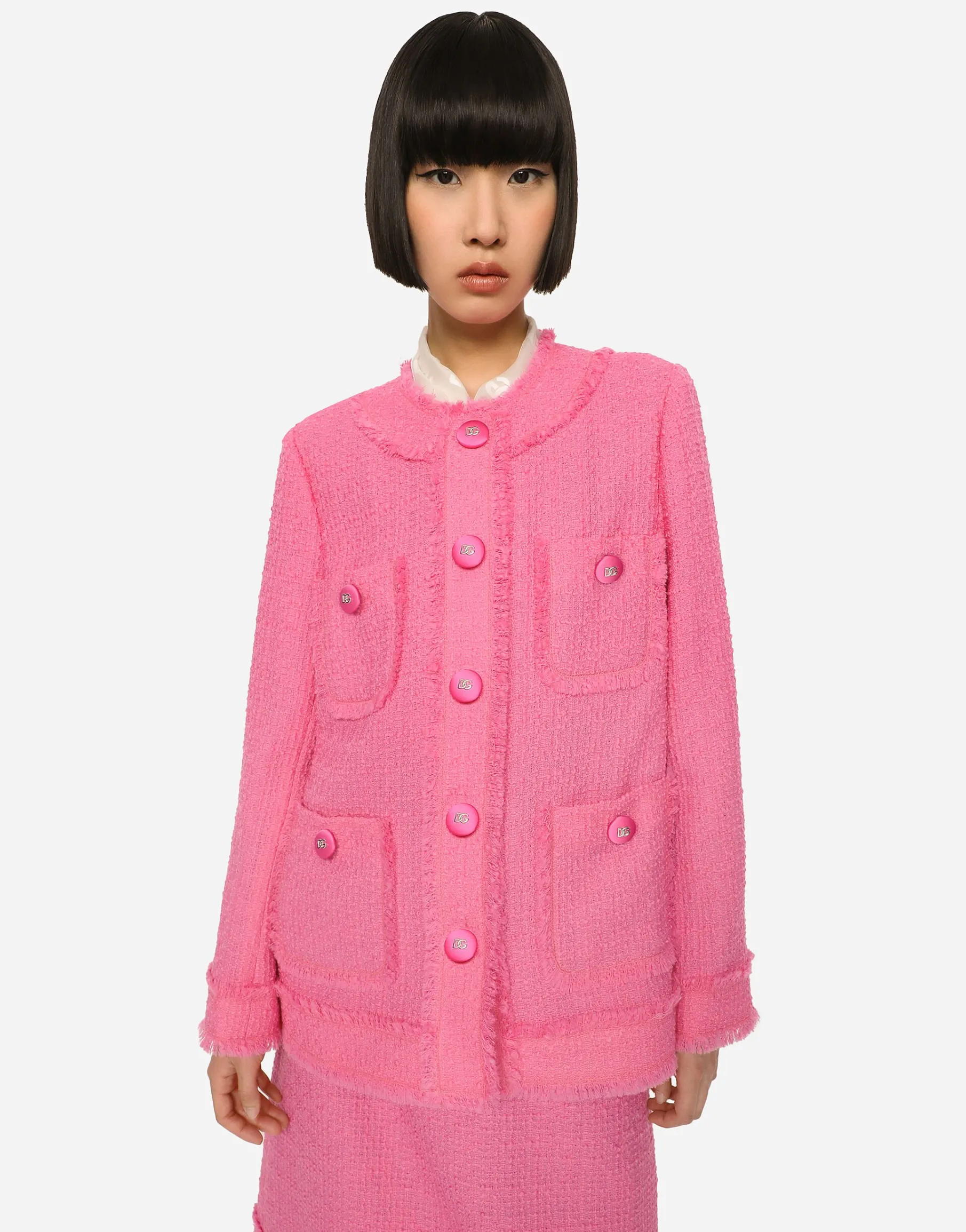 Single-breasted raschel tweed jacket