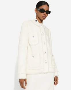 Single-breasted raschel tweed jacket
