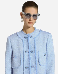 Single-breasted raschel tweed coat