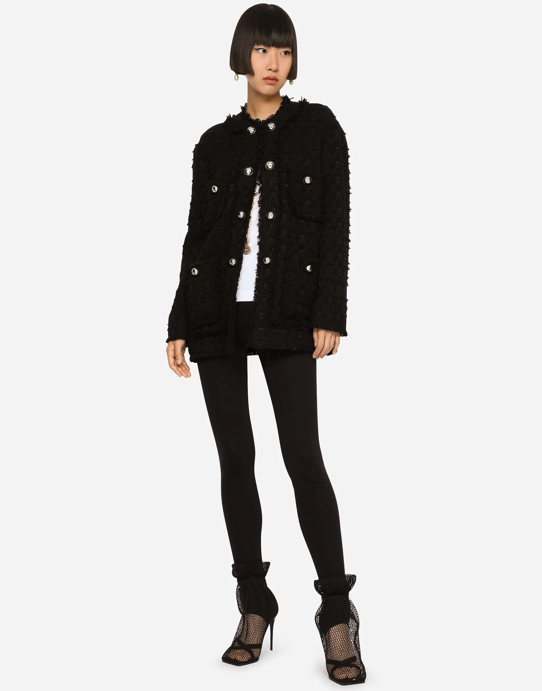 Single-breasted rush-stitch jacket