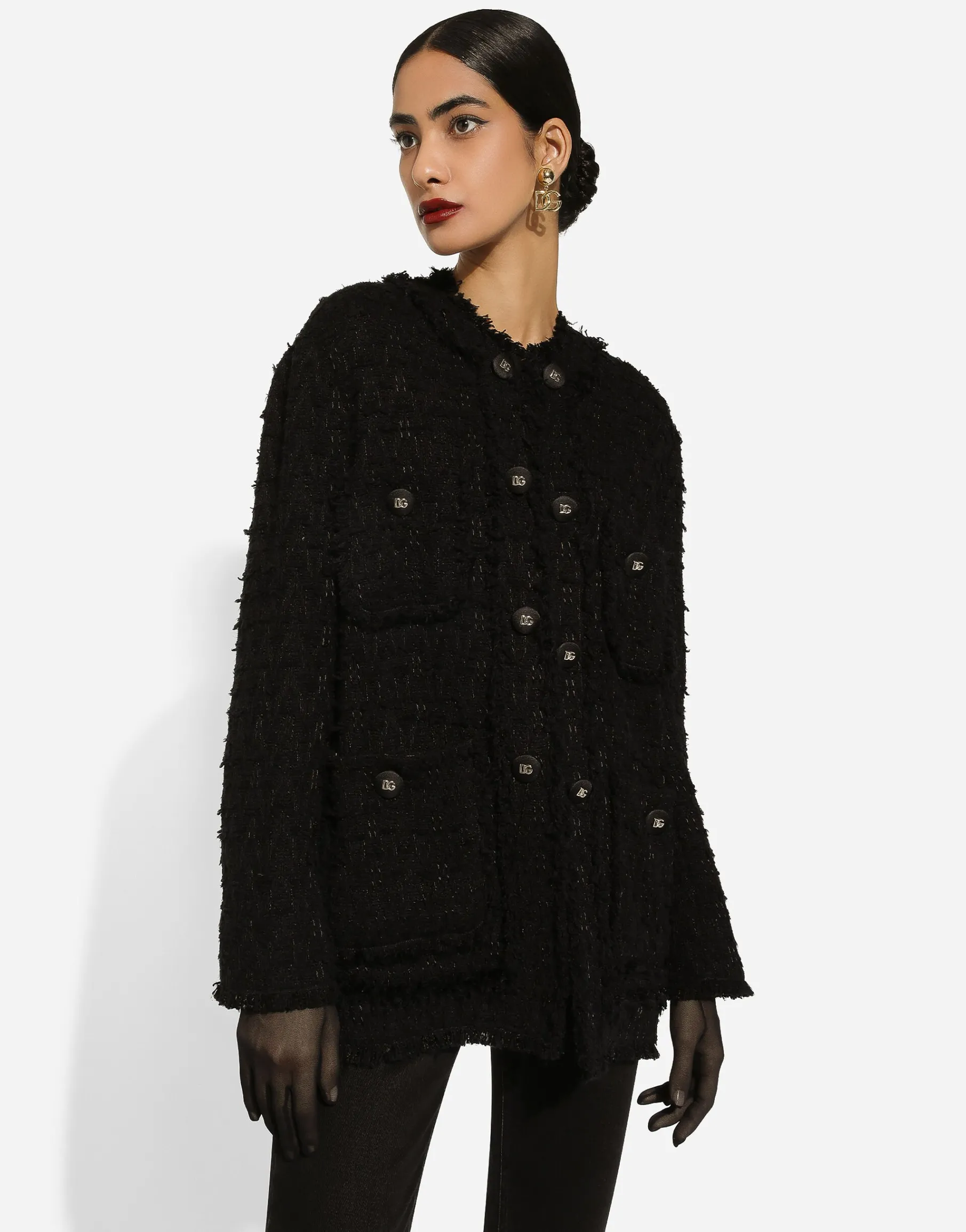 Single-breasted rush-stitch jacket