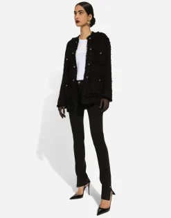 Single-breasted rush-stitch jacket