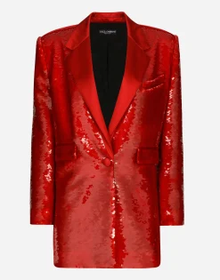 Single-breasted sequined jacket