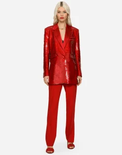 Single-breasted sequined jacket