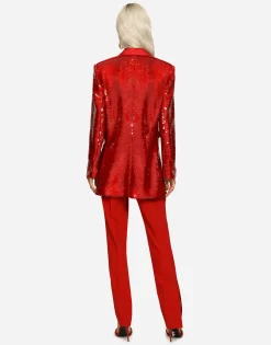 Single-breasted sequined jacket
