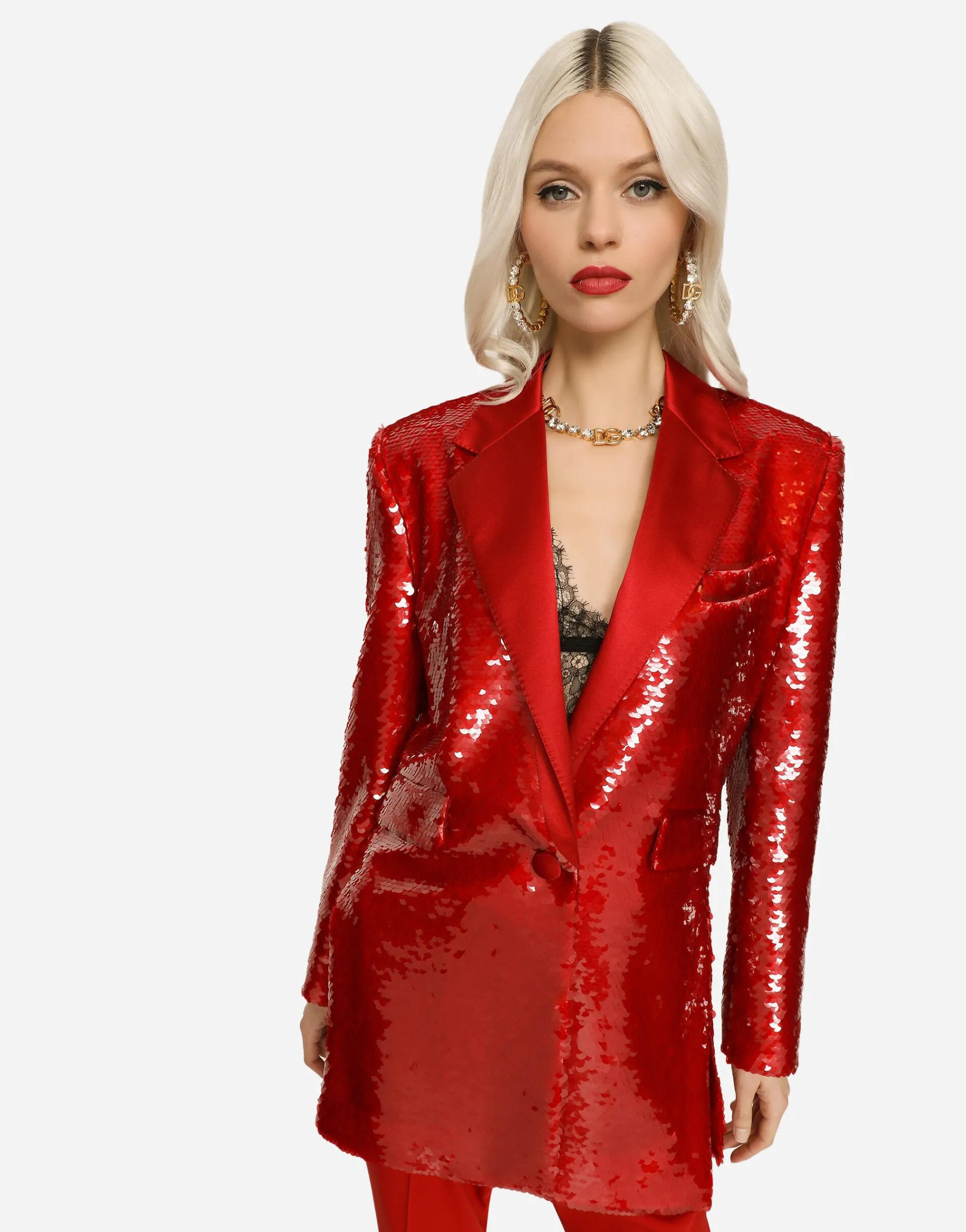 Single-breasted sequined jacket