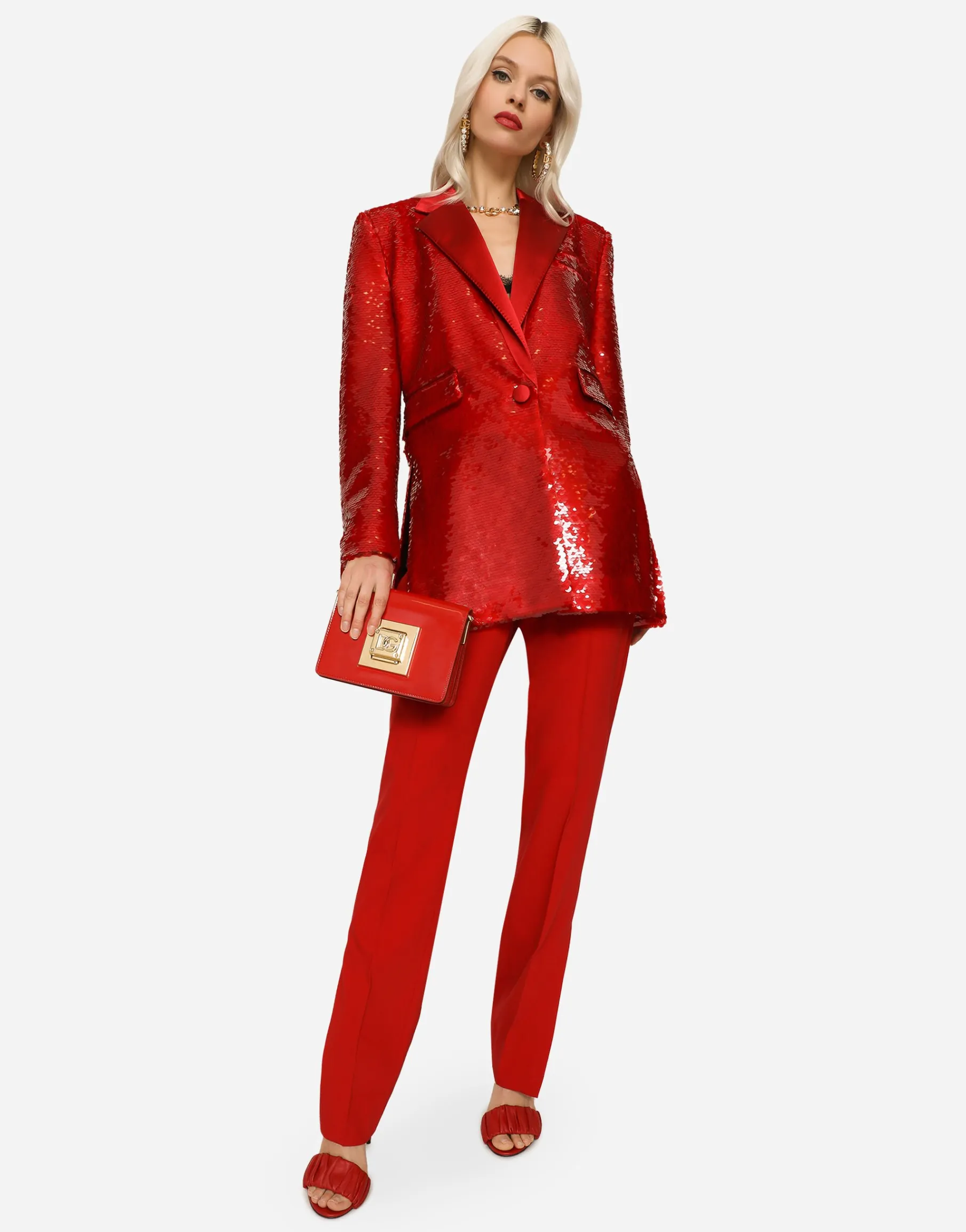 Single-breasted sequined jacket