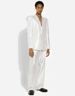 Single-breasted silk shantung Sicilia-fit jacket