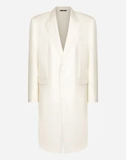 Single-breasted silk twill coat