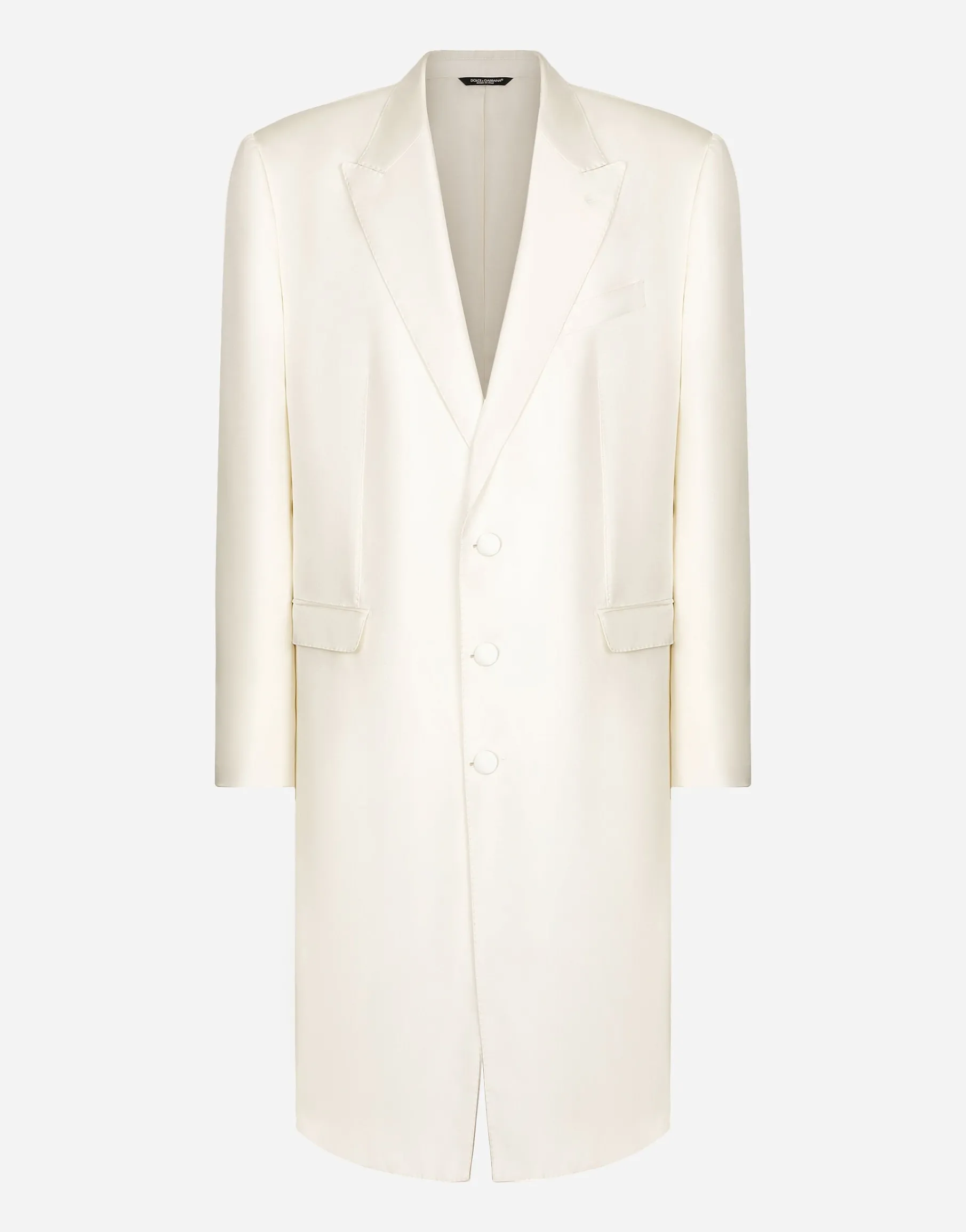 Single-breasted silk twill coat