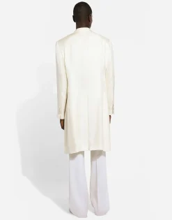 Single-breasted silk twill coat