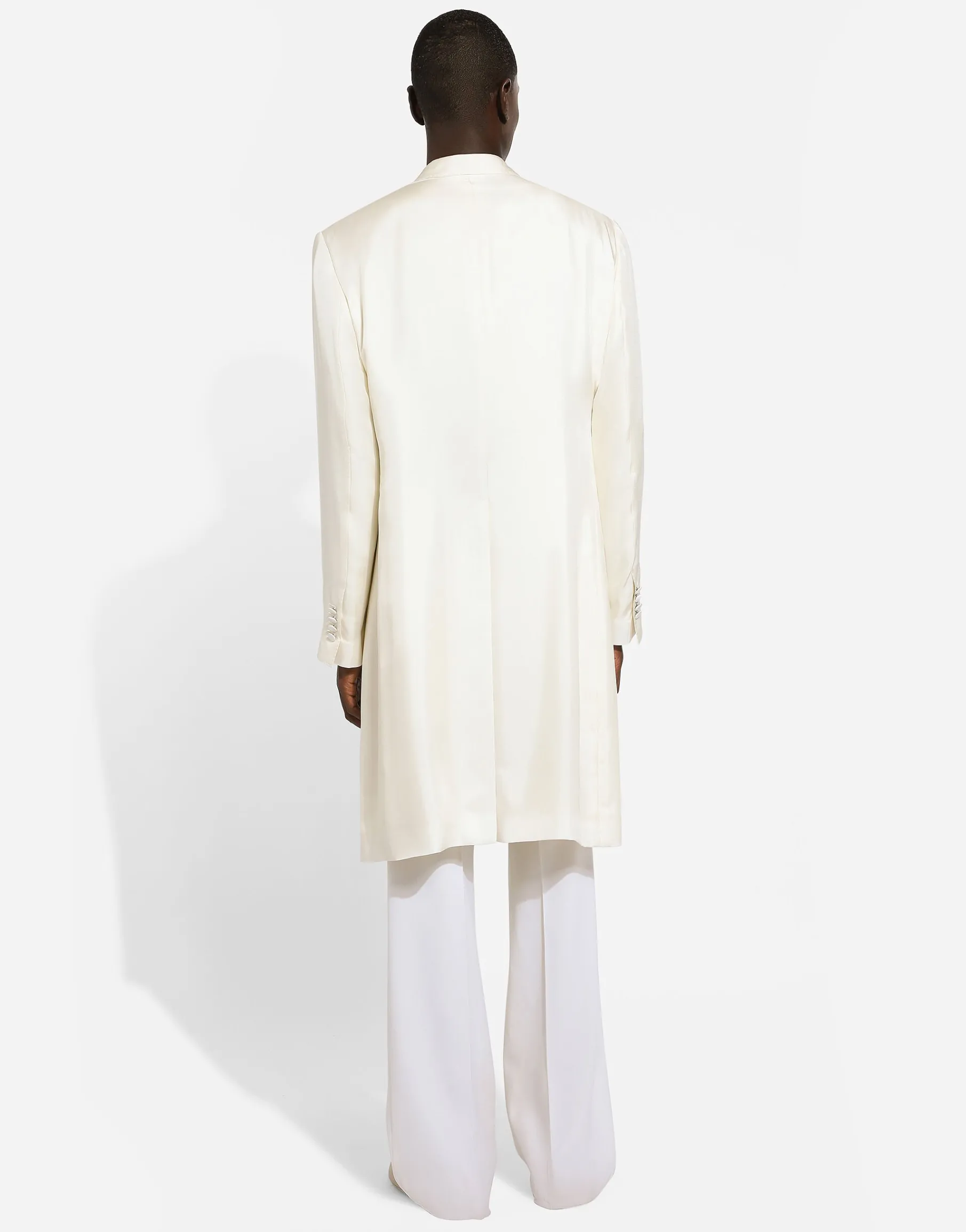 Single-breasted silk twill coat
