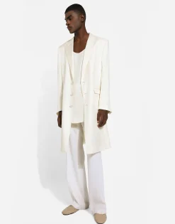 Single-breasted silk twill coat